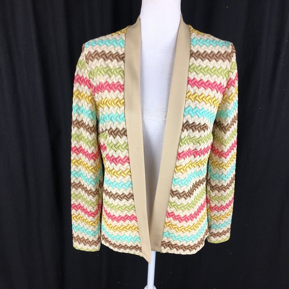 Vintage Retro 60s Double Knit Boho Hippie Open Cardigan One Size (S/M?)β Striped
